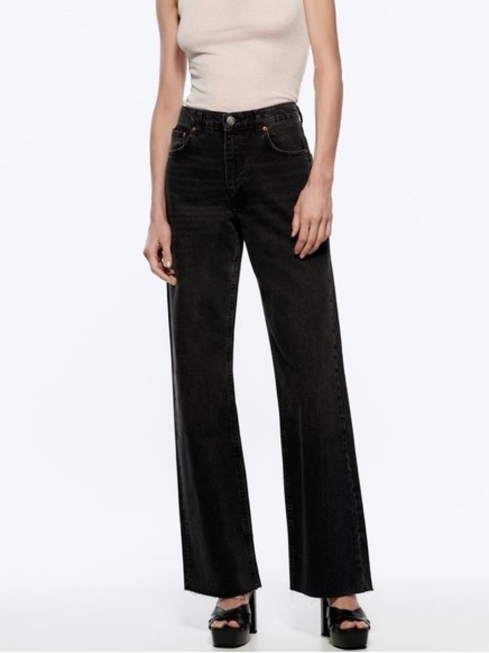 Zara Black High-Rise Wide Leg Jeans